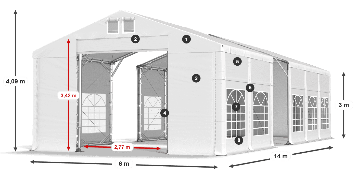 Dach: MS 580 PVC Wände: FR 620 PVC 3m Legende