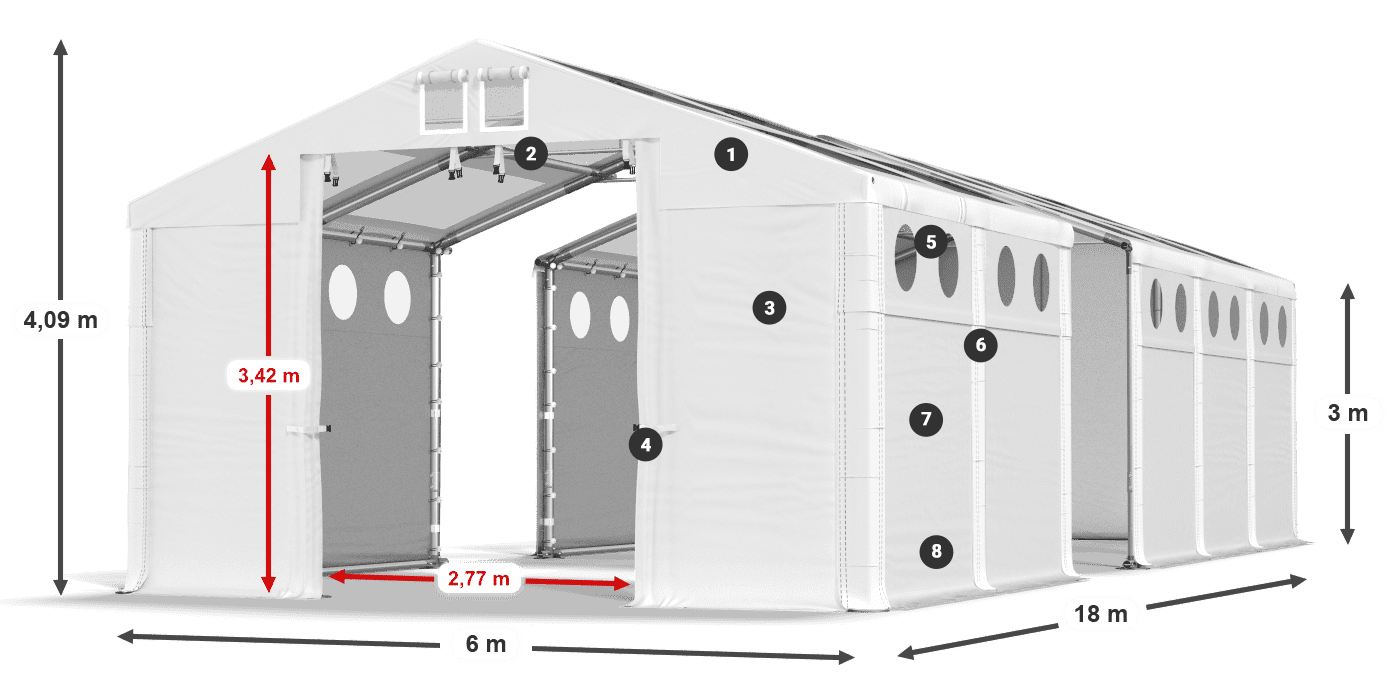 Dach: MS T 580 PVC Wände: MS O 580 PVC 3m Legende