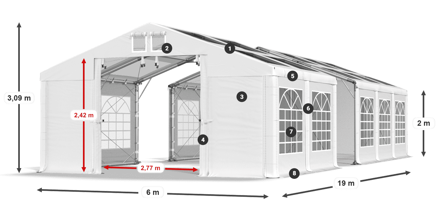 Dach: MS T 580 PVC Wände: FR 620 PVC 2m Legende