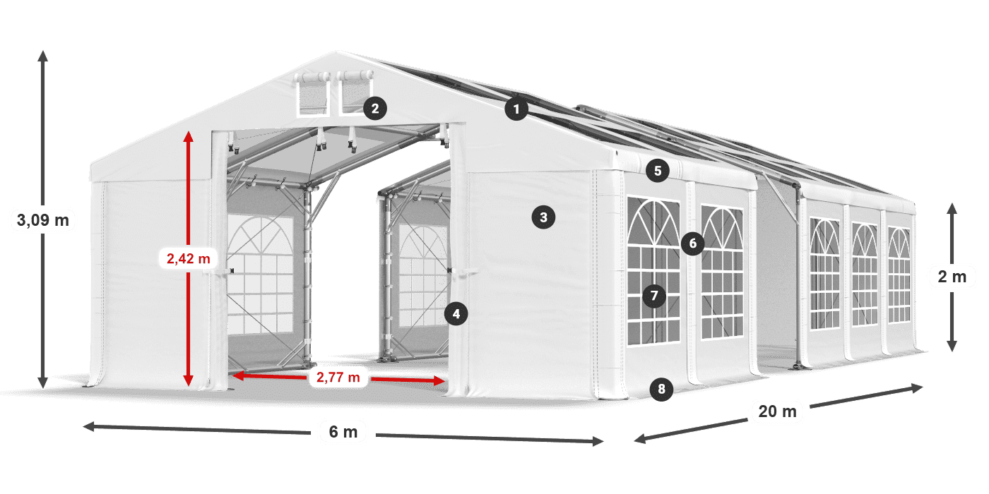 Dach: MS T 580 PVC Wände: FR 620 PVC 2m Legende