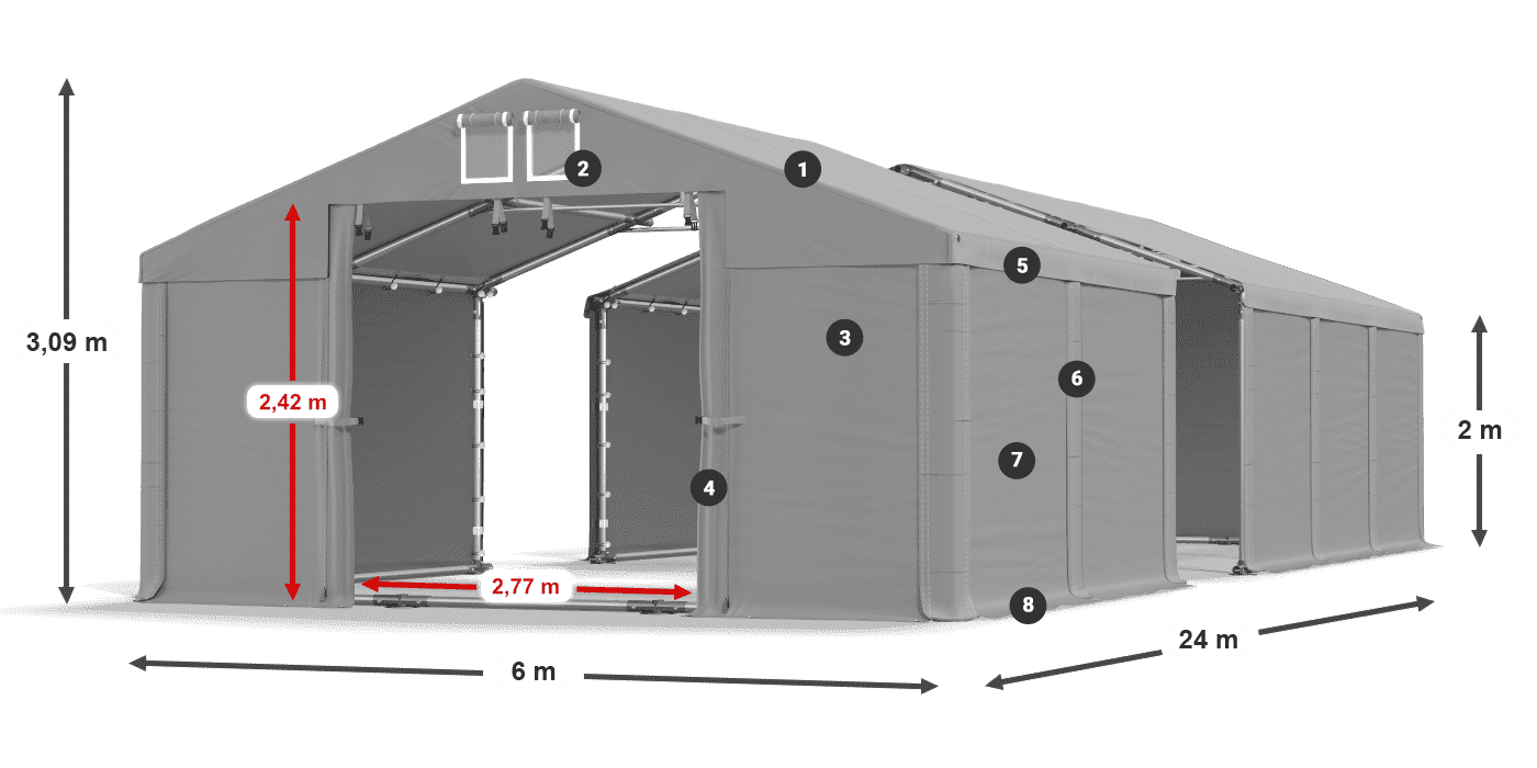 Dach: MS 580 PVC Wände: SD 500 PVC 2m Legende