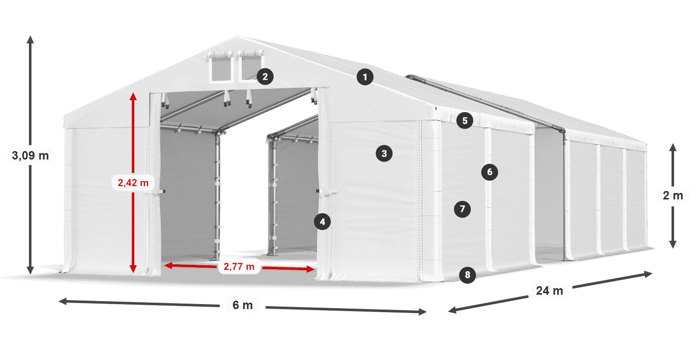 Dach: SD 560 PVC Wände: MS 580 PVC Legende 2m