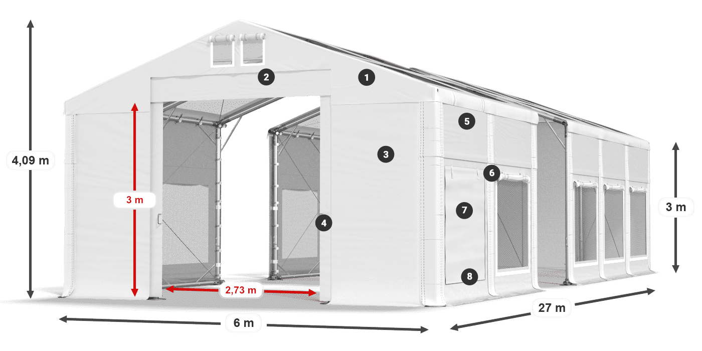 Dach: MS T 580 PVC Wände: SD M 500 PVC 3m Legende