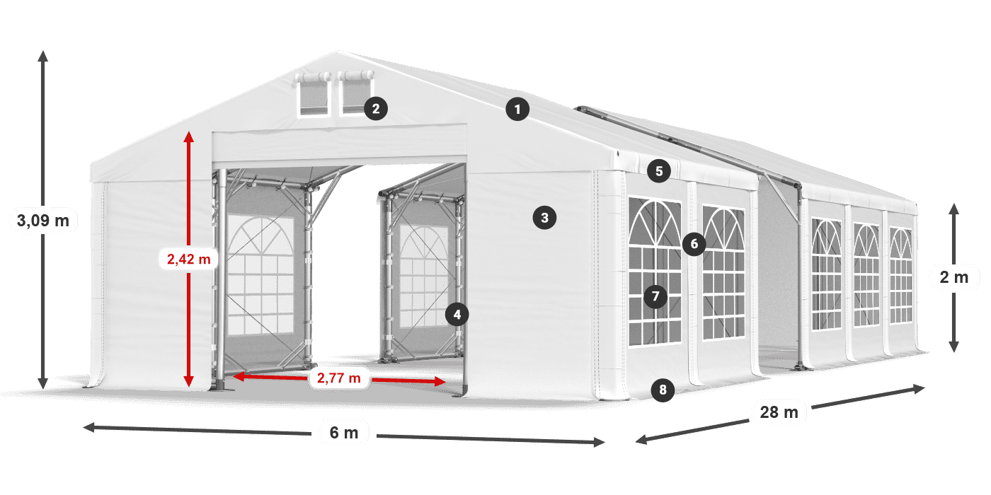 Dach: MS 580 PVC Wände: FR 620 PVC 2m Legende