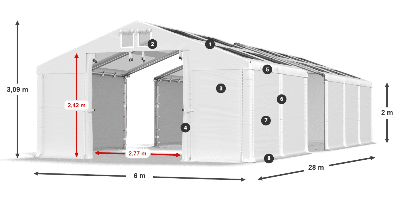 Dach: MS T 580 PVC Wände: FR 620 PVC 2m Legende