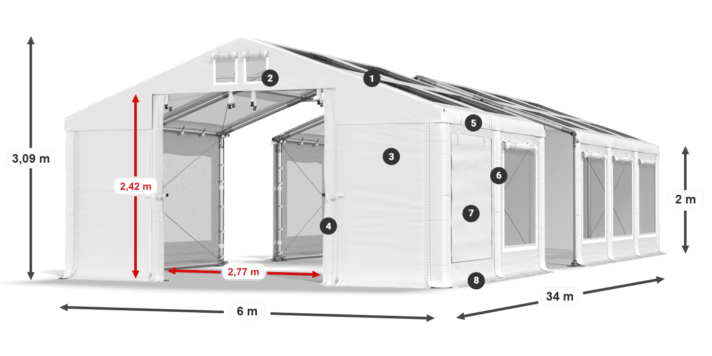 Dach: MS T 580 PVC Wände: SDM 500 PVC 2m Legende