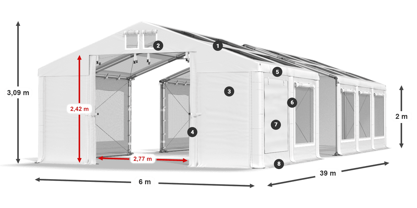 Dach: MS T 580 PVC Wände: SDM 500 PVC 2m Legende