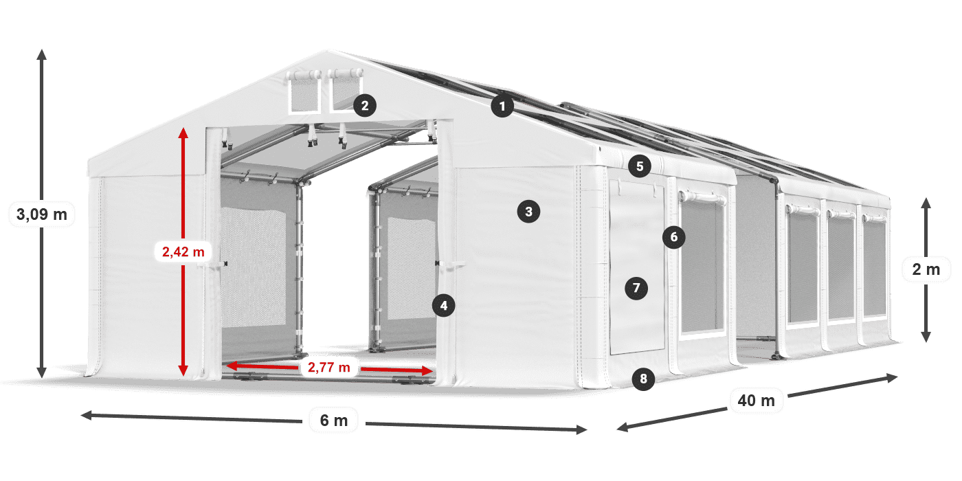 Dach: MS T 580 PVC Wände: SDM 500 PVC 2m Legende