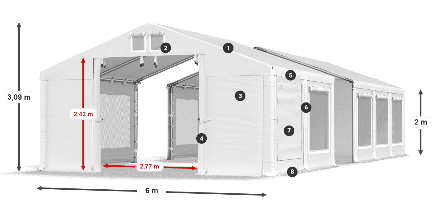 Dach: FR 620 PVC Wände: SD 500 PVC 2m Legende