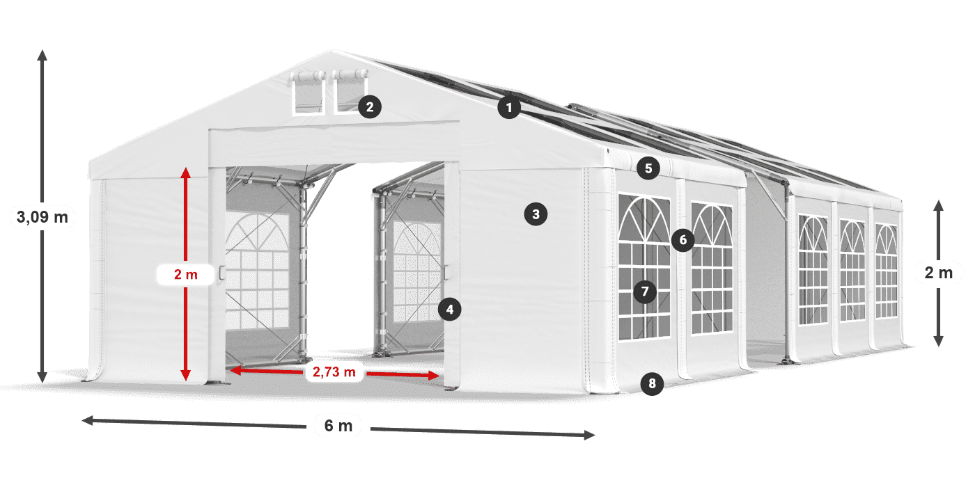 Dach: MS 580 PVC Wände: SD 500 PVC 2m Legende