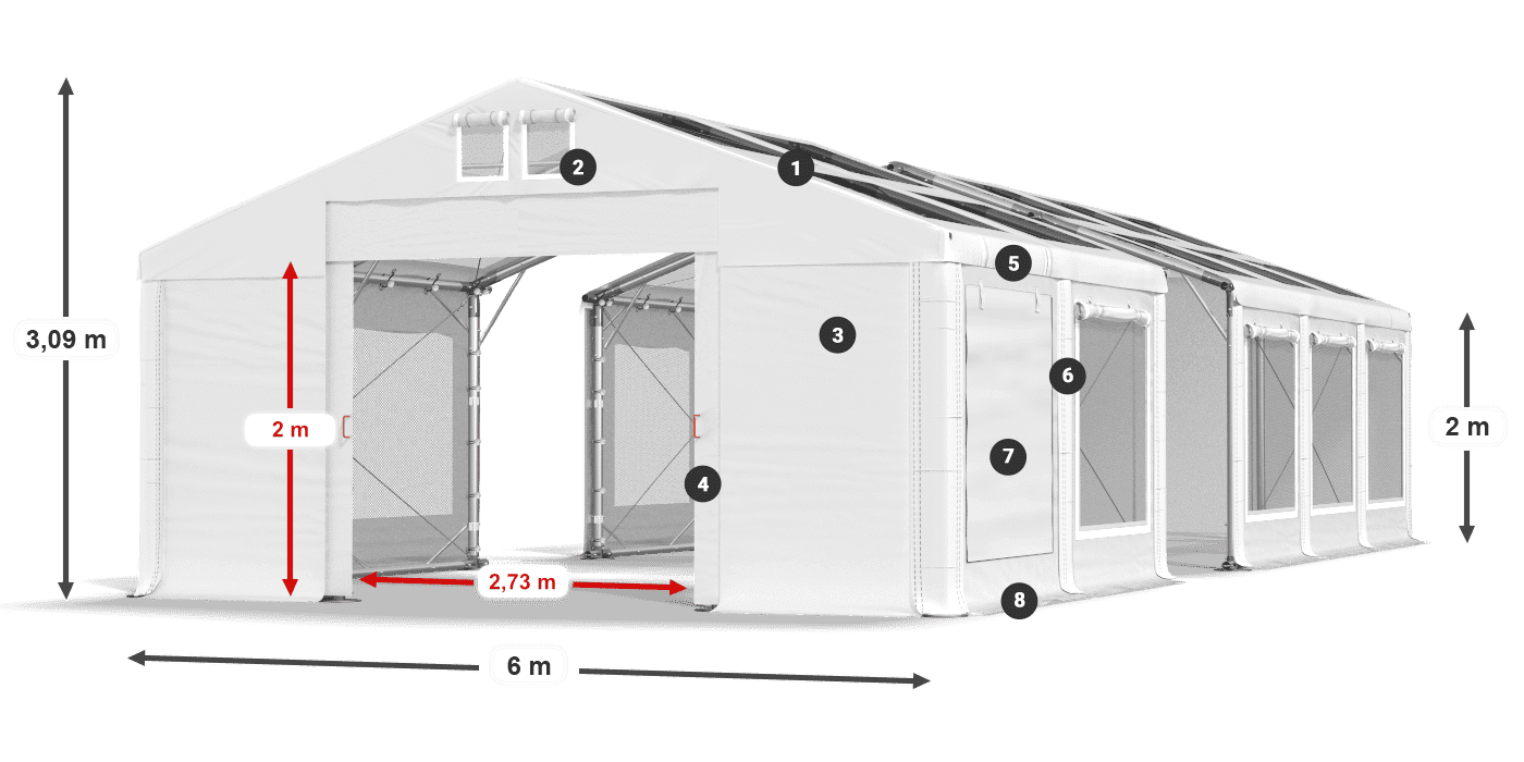 Dach: MS T 580 PVC Wände: SDM 500 PVC 2m Legende
