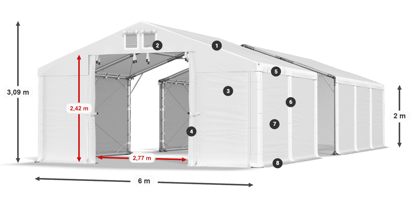 Dach: SD 560 PVC Wände: MS 580 PVC Legende 2m