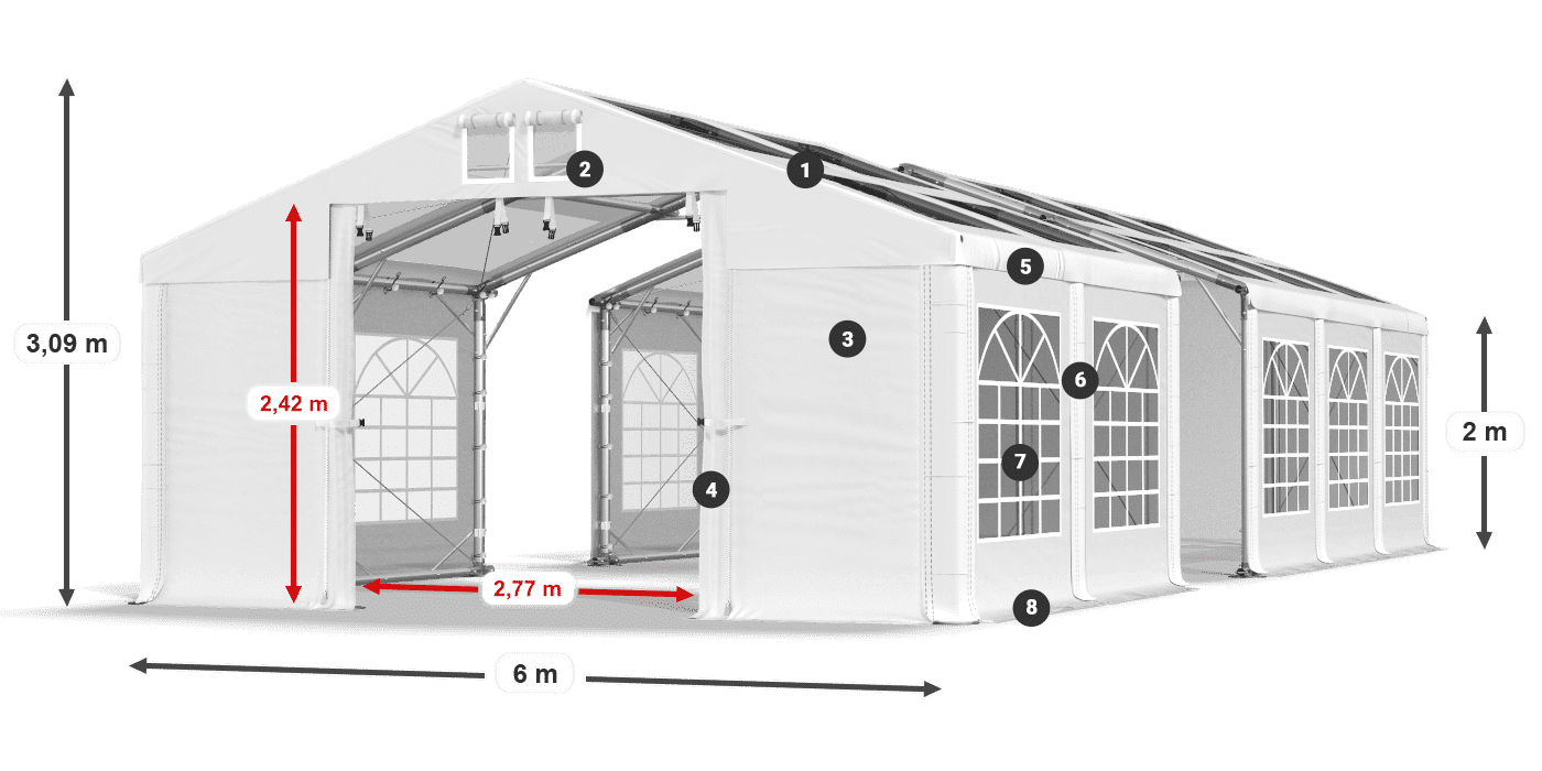 Dach: MS 580 PVC Wände: SD 500 PVC 2m Legende