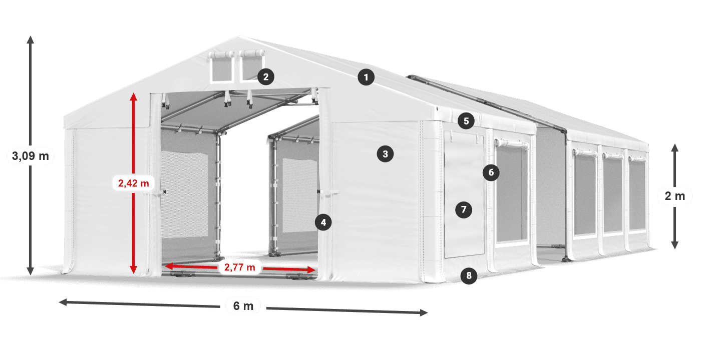 Dach: MS 580 PVC Wände: SD M 500 PVC 2m Legende