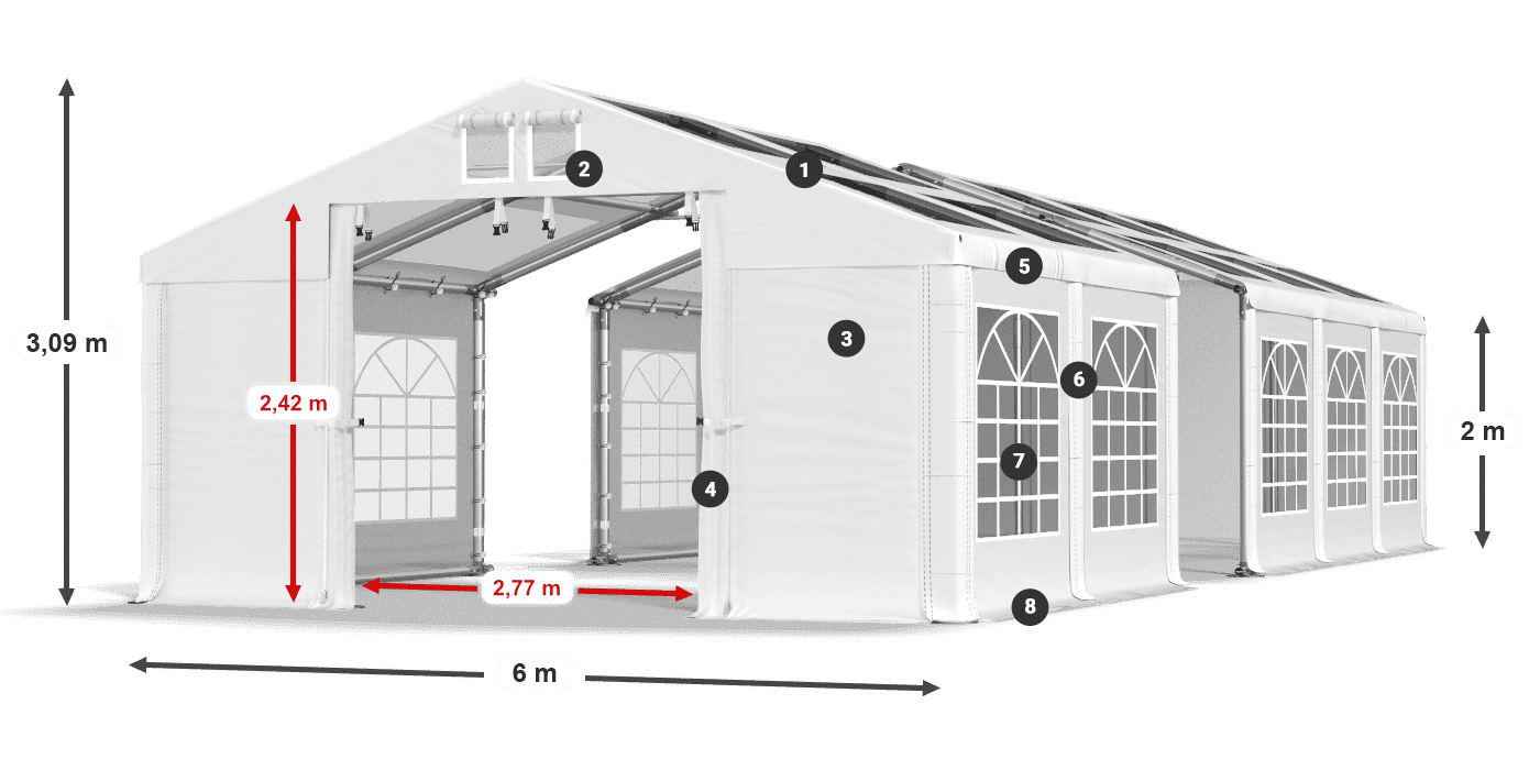 Dach: MS 580 PVC Wände: SD 500 PVC 2m Legende