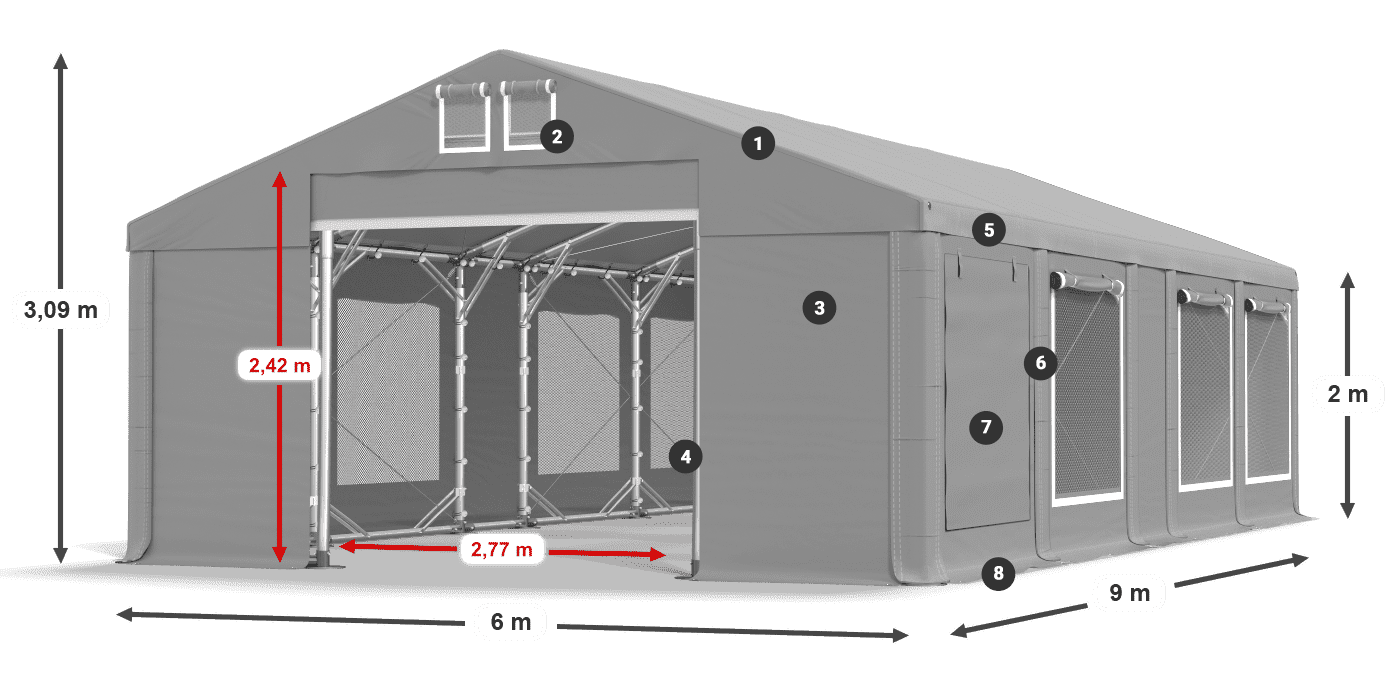 Dach: MS 580 PVC Wände: SD M 500 PVC 2m Legende