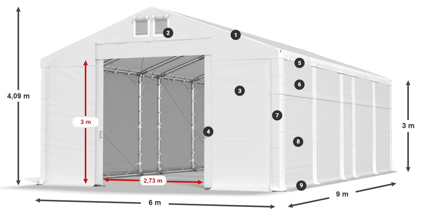 Dach: FR 620 PVC Wände: MS 580 PVC 3m Legende