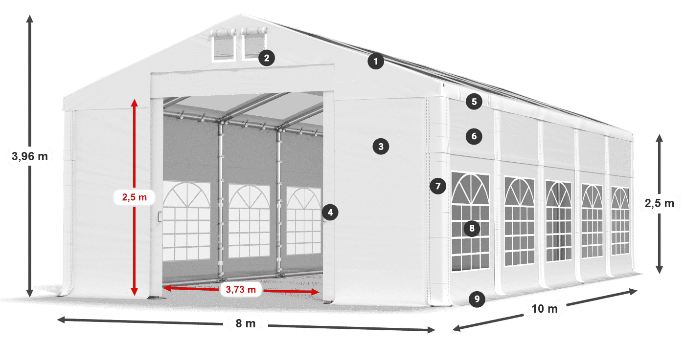 Dach: MS 580 PVC Wände: SD 500 PVC 2,5 m Legende