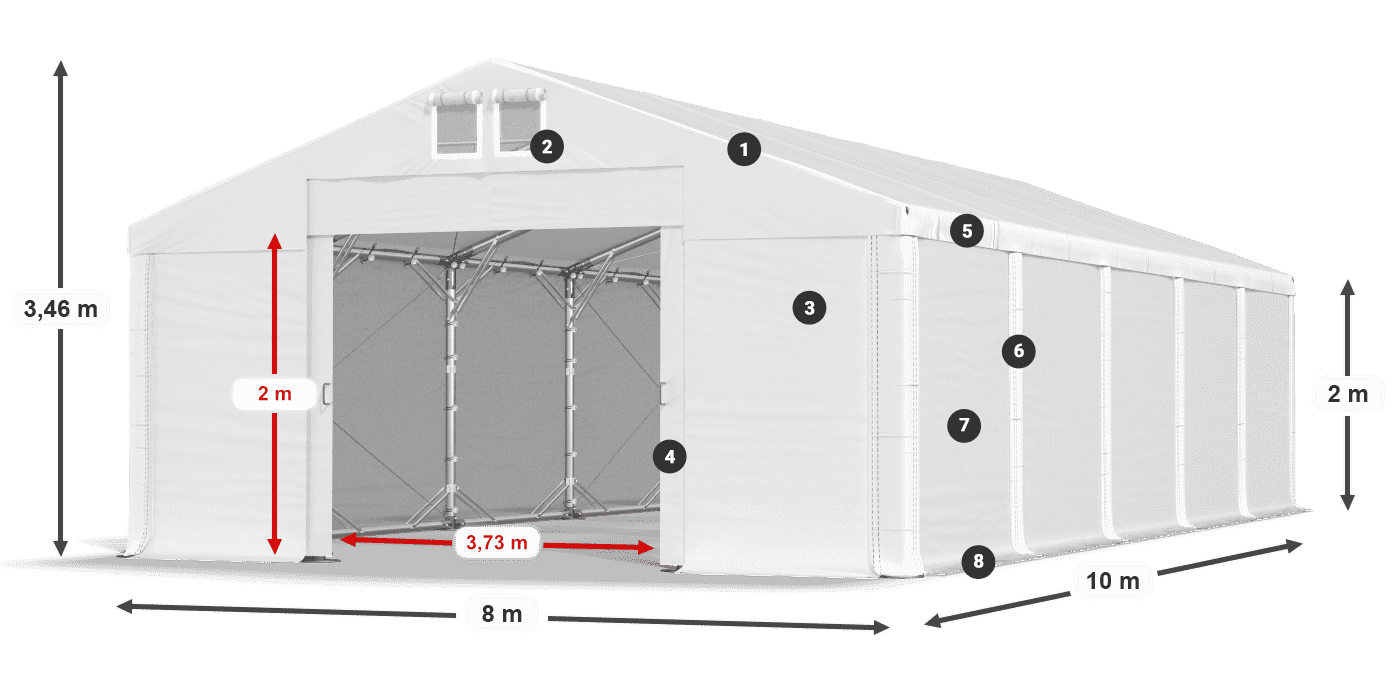 Dach: FR 620 PVC Wände: SD 580 PVC 2m Legende