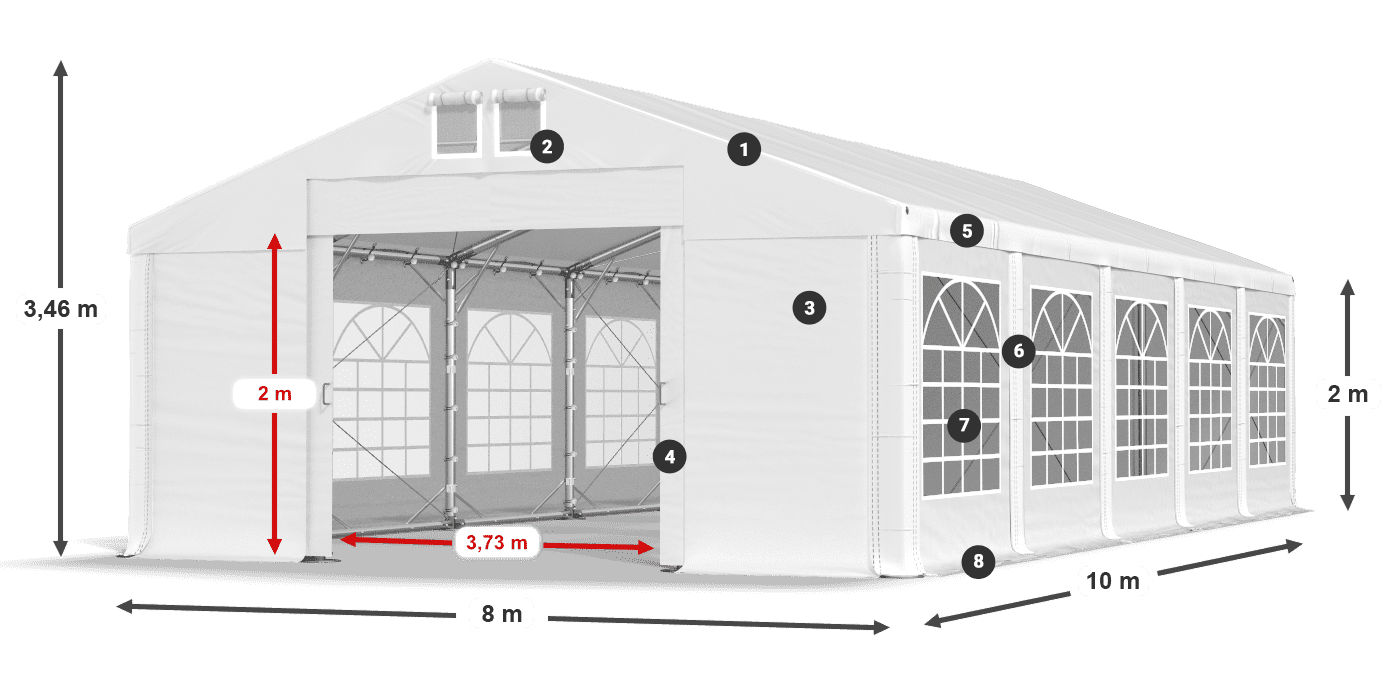 Dach: FR 620 PVC Wände: SD 500 PVC 2m Legende