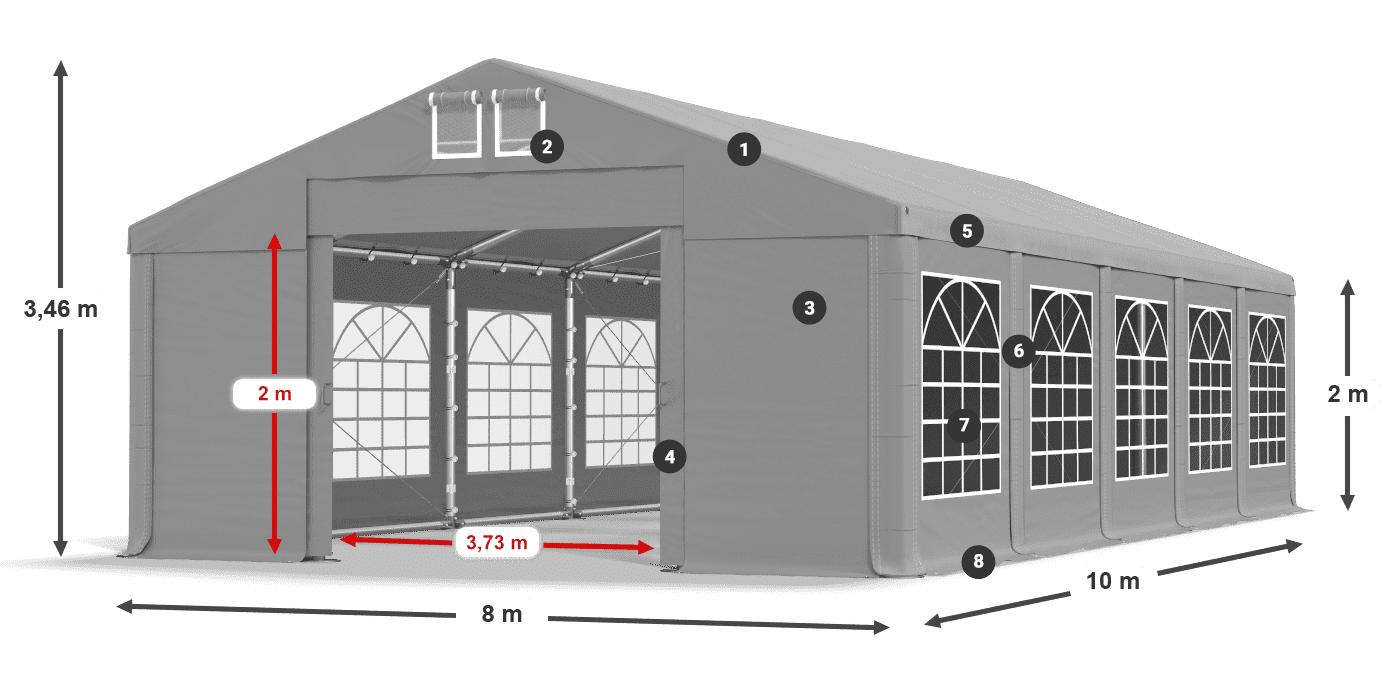 Dach: FR 620 PVC Wände: SD 500 PVC 2m Legende