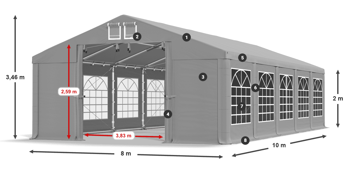 Dach: FR 620 PVC Wände: SD 500 PVC 2m Legende