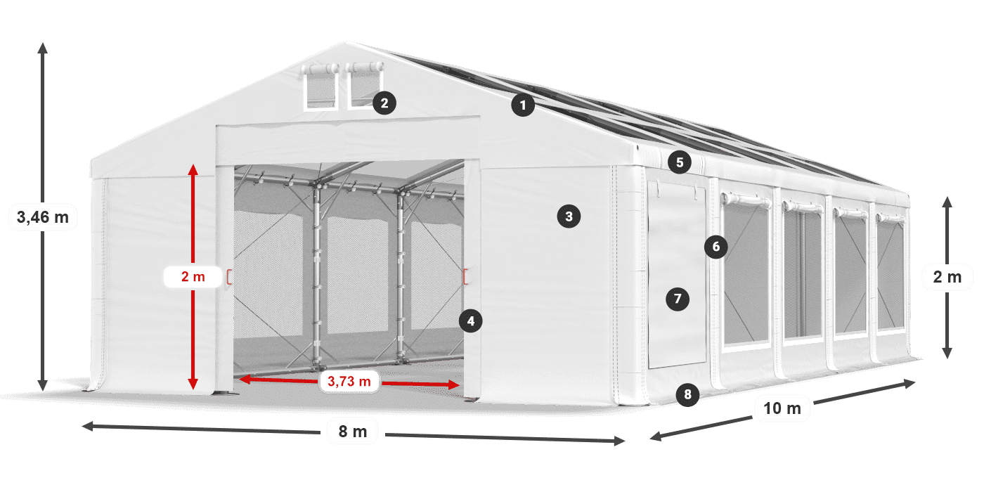 Dach: MS T 580 PVC Wände: SDM 500 PVC 2m Legende