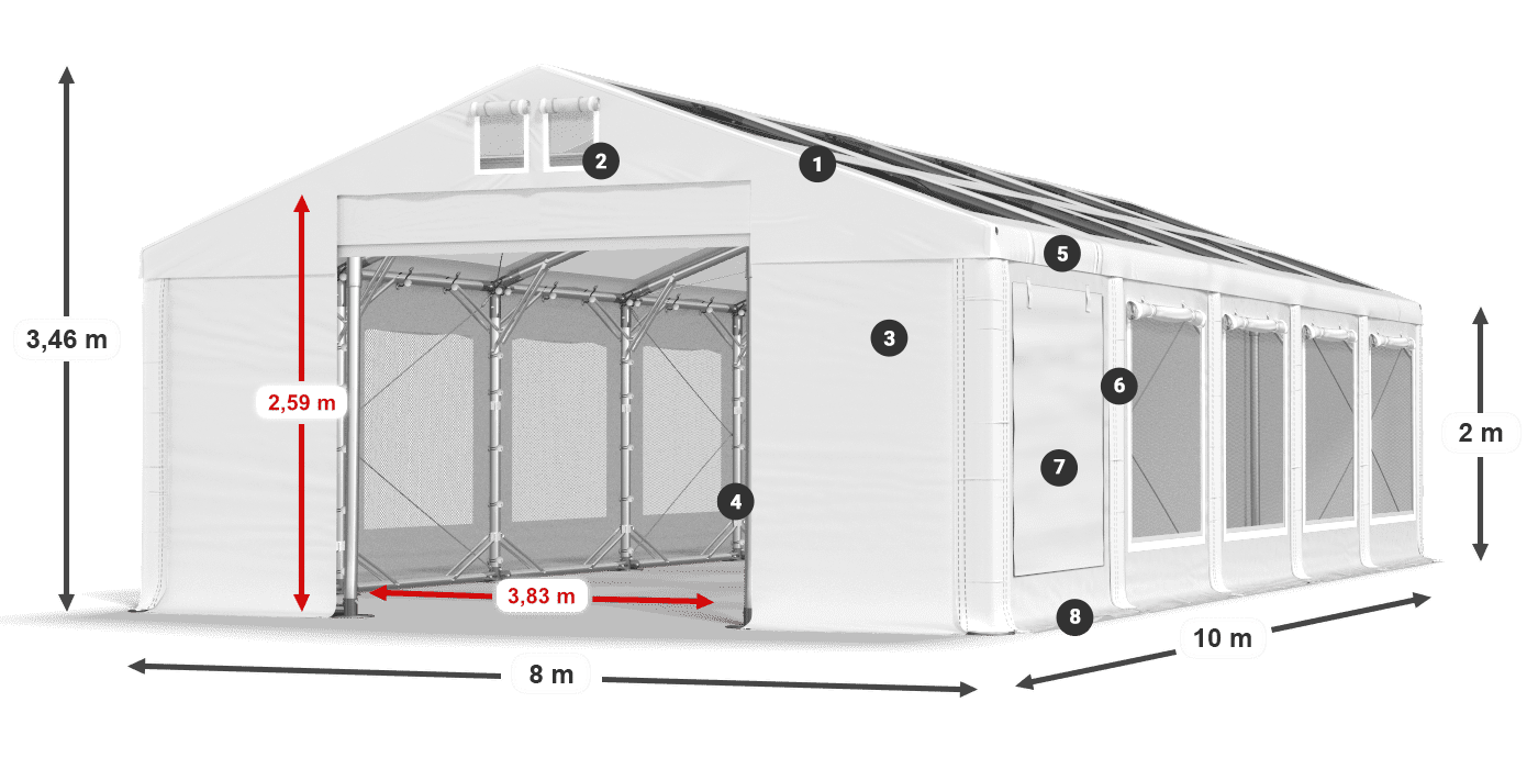Dach: MS T 580 PVC Wände: SDM 500 PVC 2m Legende