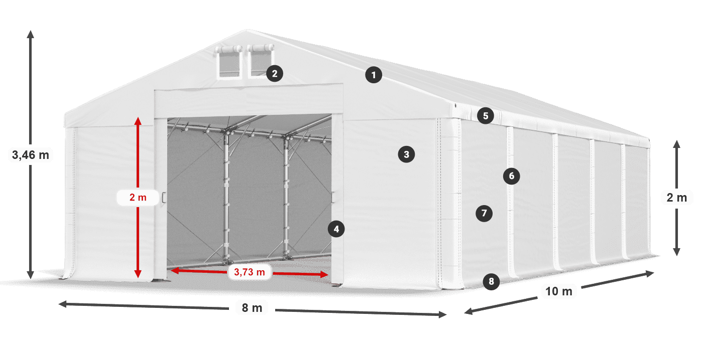 Dach: SD 560 PVC Wände: FR 620 PVC Legende 2m