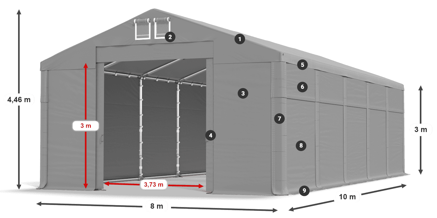 Dach: FR 620 PVC Wände: SD 500 PVC 3m Legende