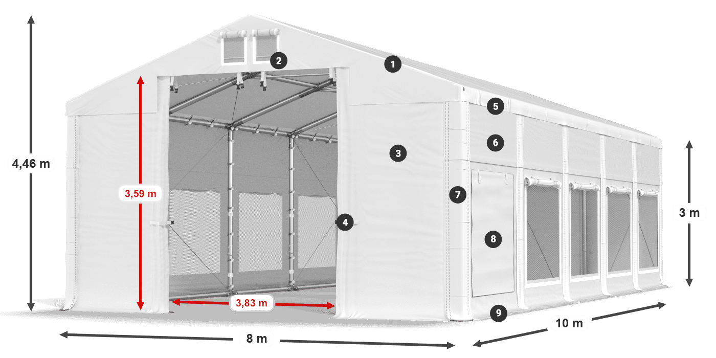 Dach: FR 620 PVC Wände: SD 500 PVC 3m Legende