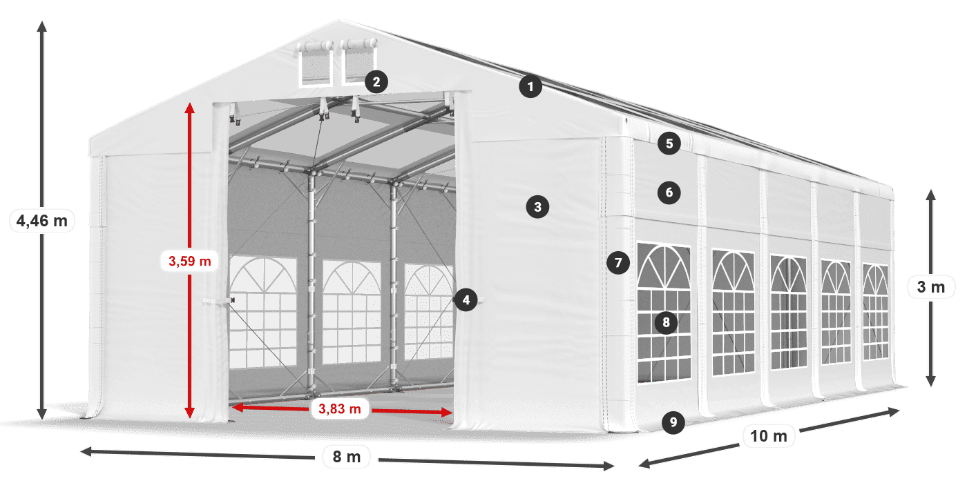 Dach: MS T 580 PVC Wände: FR 620 PVC 3m Legende