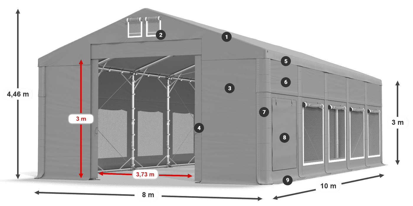 Dach: MS 580 PVC Wände: SD M 500 PVC 3m Legende