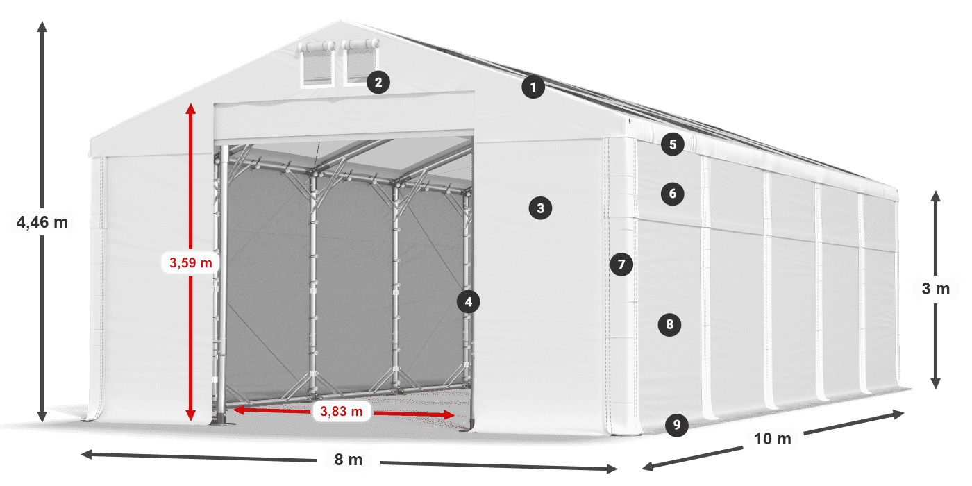 Dach: MS T 580 PVC Wände: SD 500 PVC 3m Legende