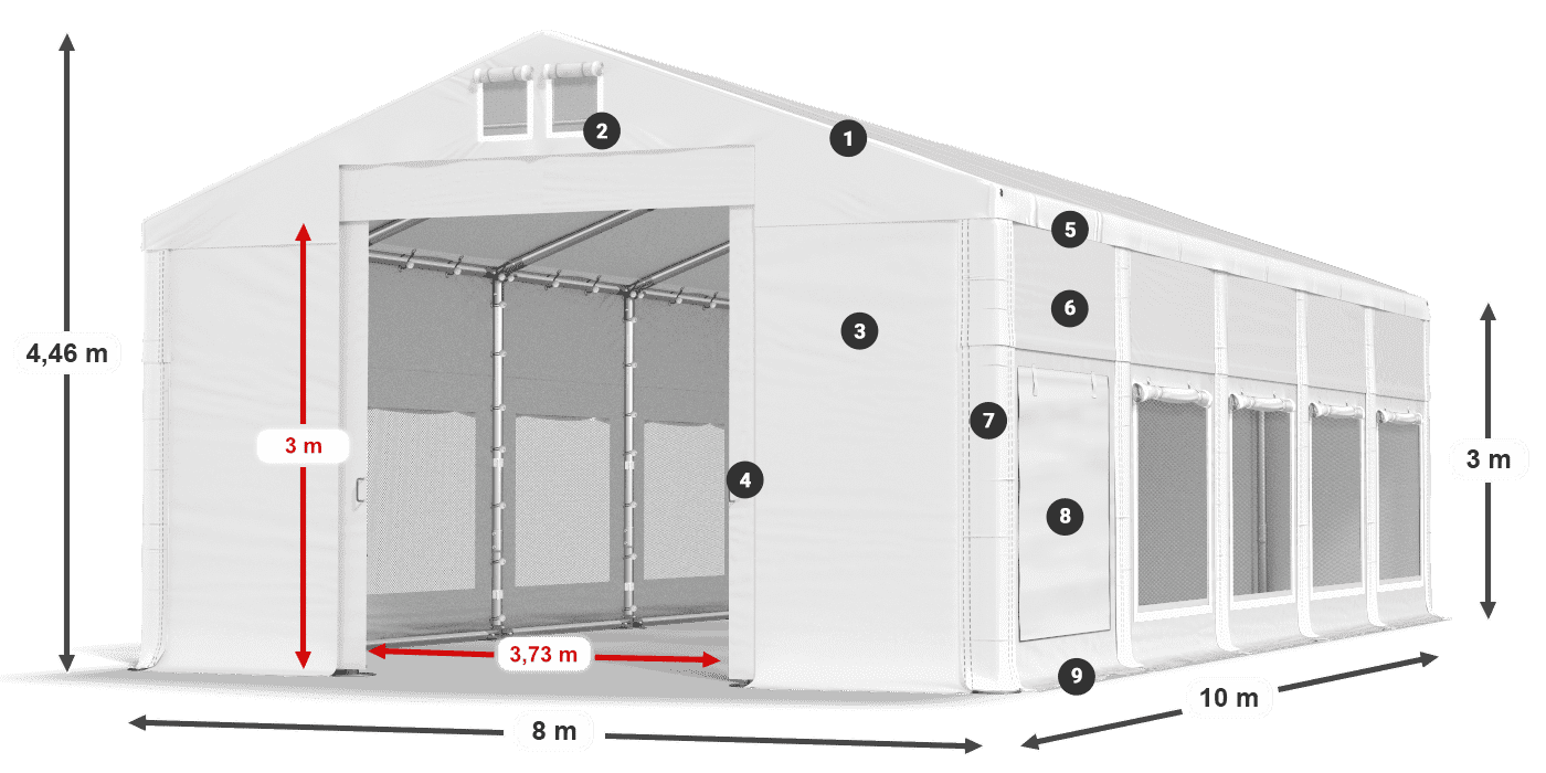 Dach: MS 580 PVC Wände: SD M 500 PVC 3m Legende