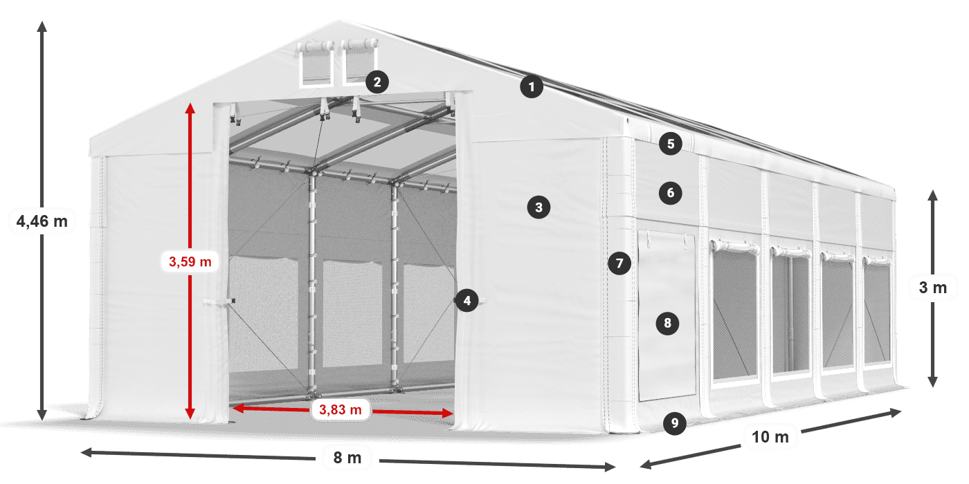 Dach: MS T 580 PVC Wände: SD M 500 PVC 3m Legende