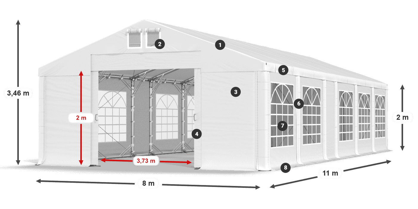 Dach: MS 580 PVC Wände: FR 620 PVC 2m Legende