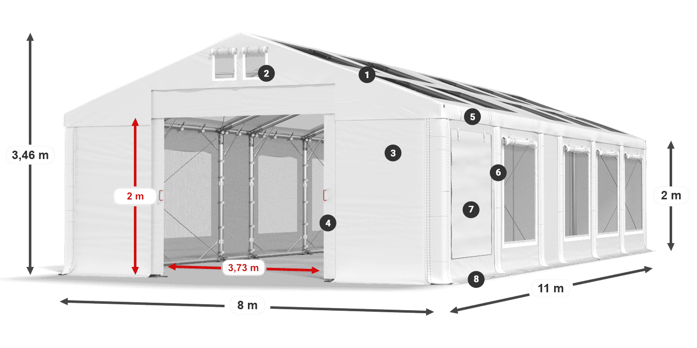 Dach: MS T 580 PVC Wände: SDM 500 PVC 2m Legende