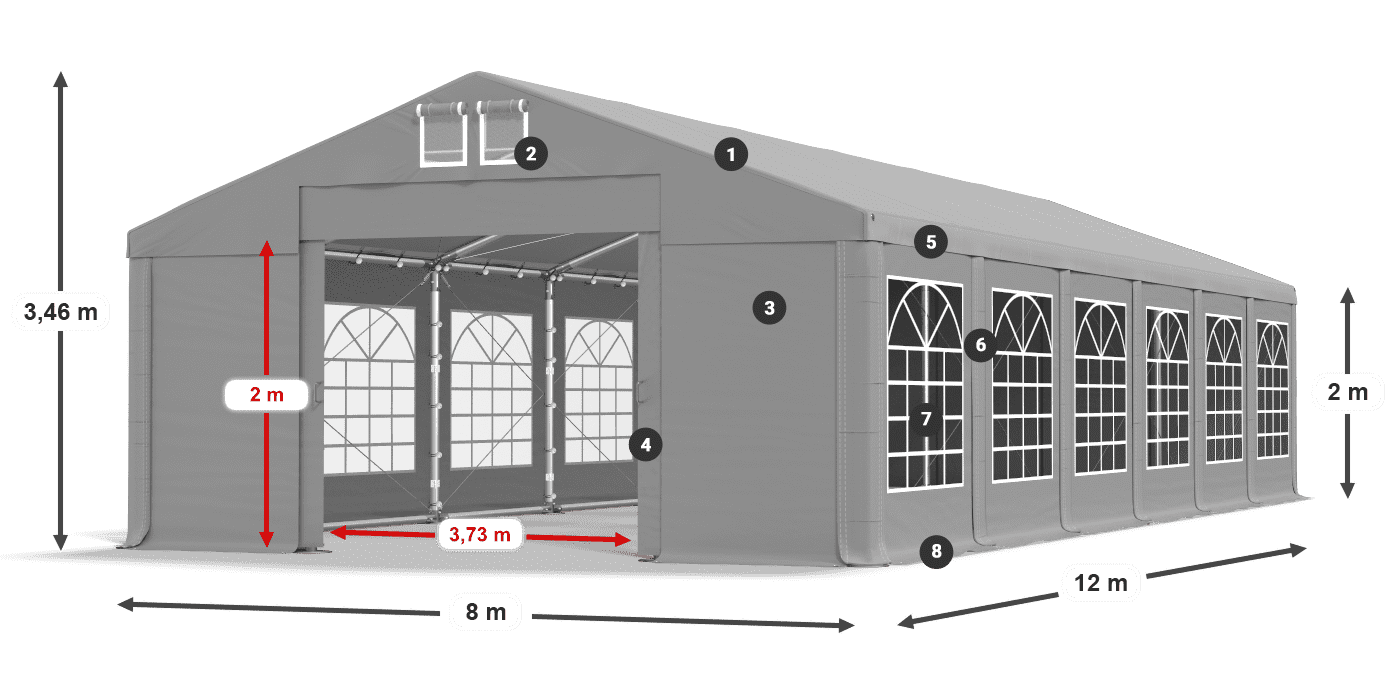 Dach: FR 620 PVC Wände: SD 500 PVC 2m Legende