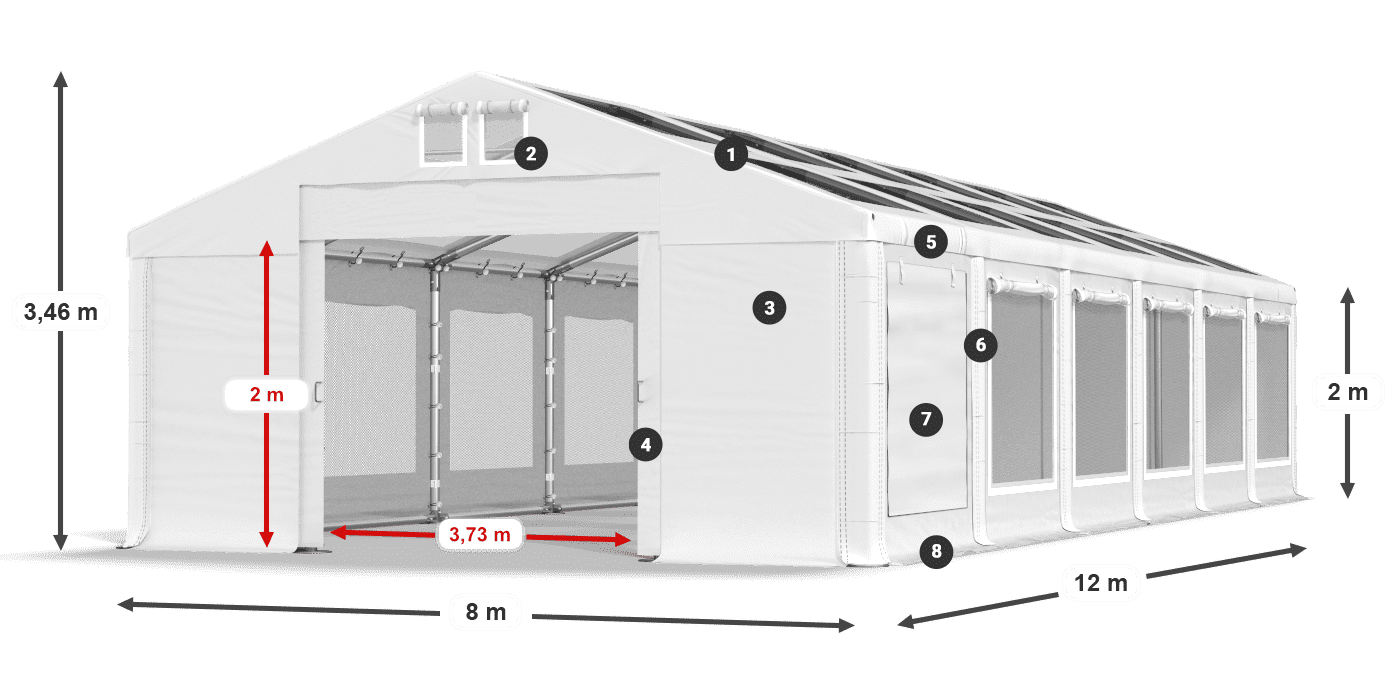 Dach: MS T 580 PVC Wände: SDM 500 PVC 2m Legende