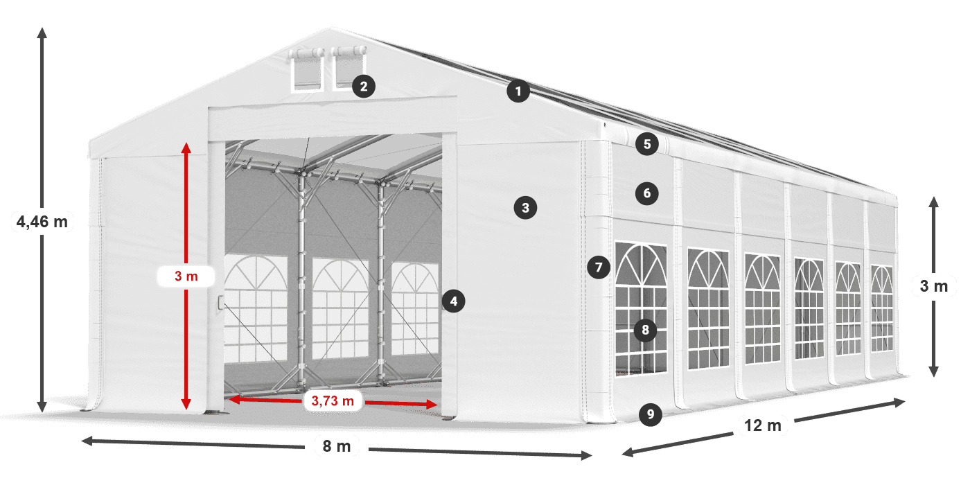 Dach: MS T 580 PVC Wände: FR 620 PVC 3m Legende