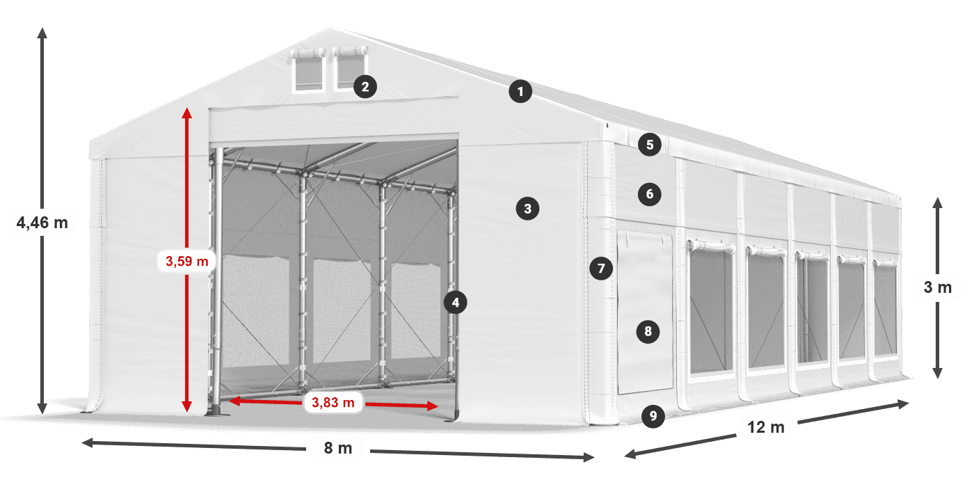 Dach: MS 580 PVC Wände: SD M 500 PVC 3m Legende