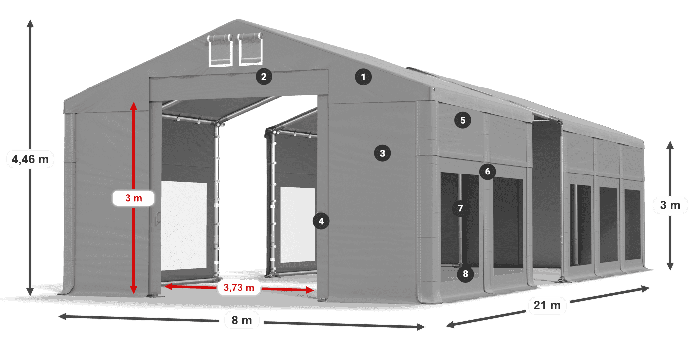 Dach: FR 620 PVC Wände: MS 580 PVC 3m Legende