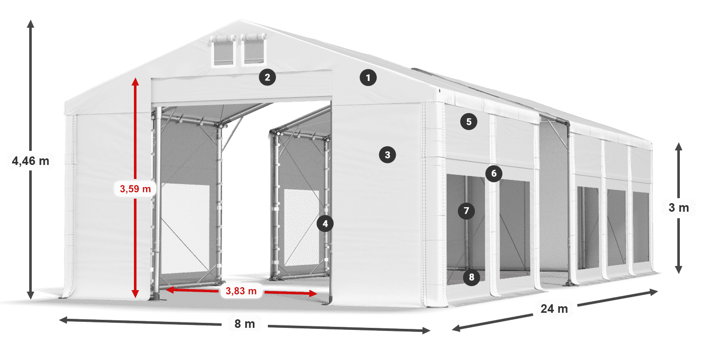 Dach: FR 620 PVC Wände: MS 580 PVC 3m Legende