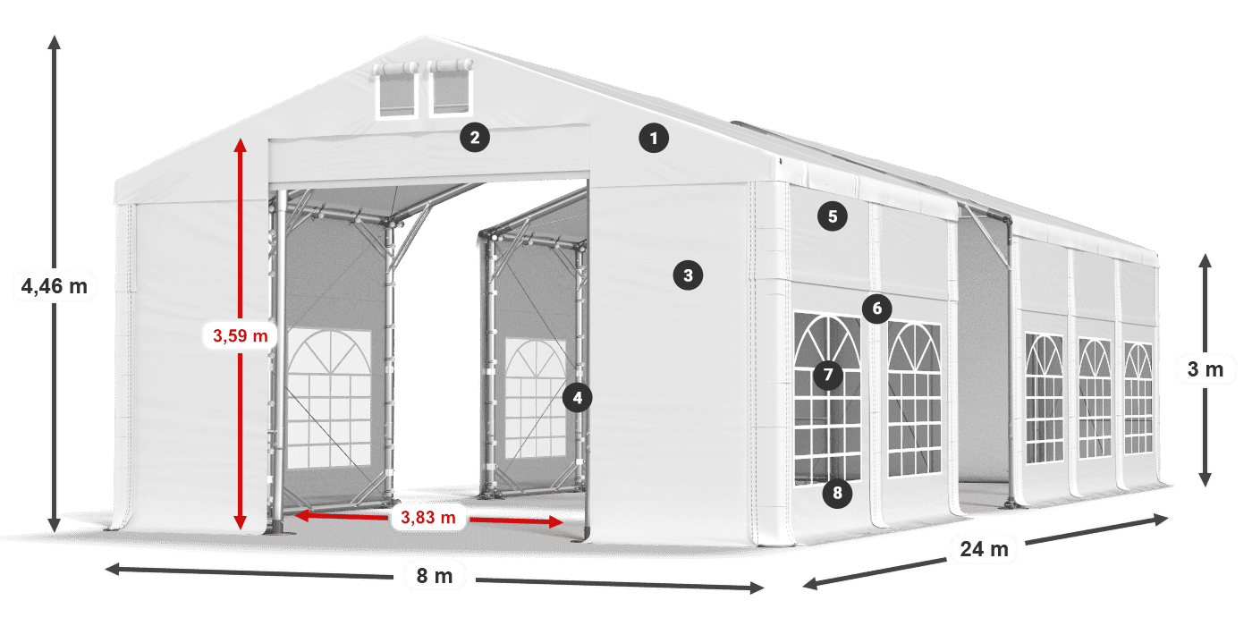 Dach: MS 580 PVC Wände: FR 620 PVC 3m Legende