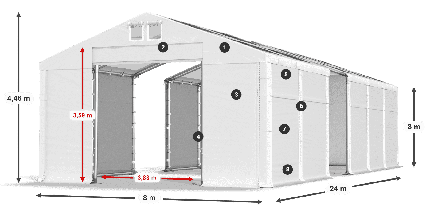 Dach: MS T 580 PVC Wände: SD 500 PVC 3m Legende