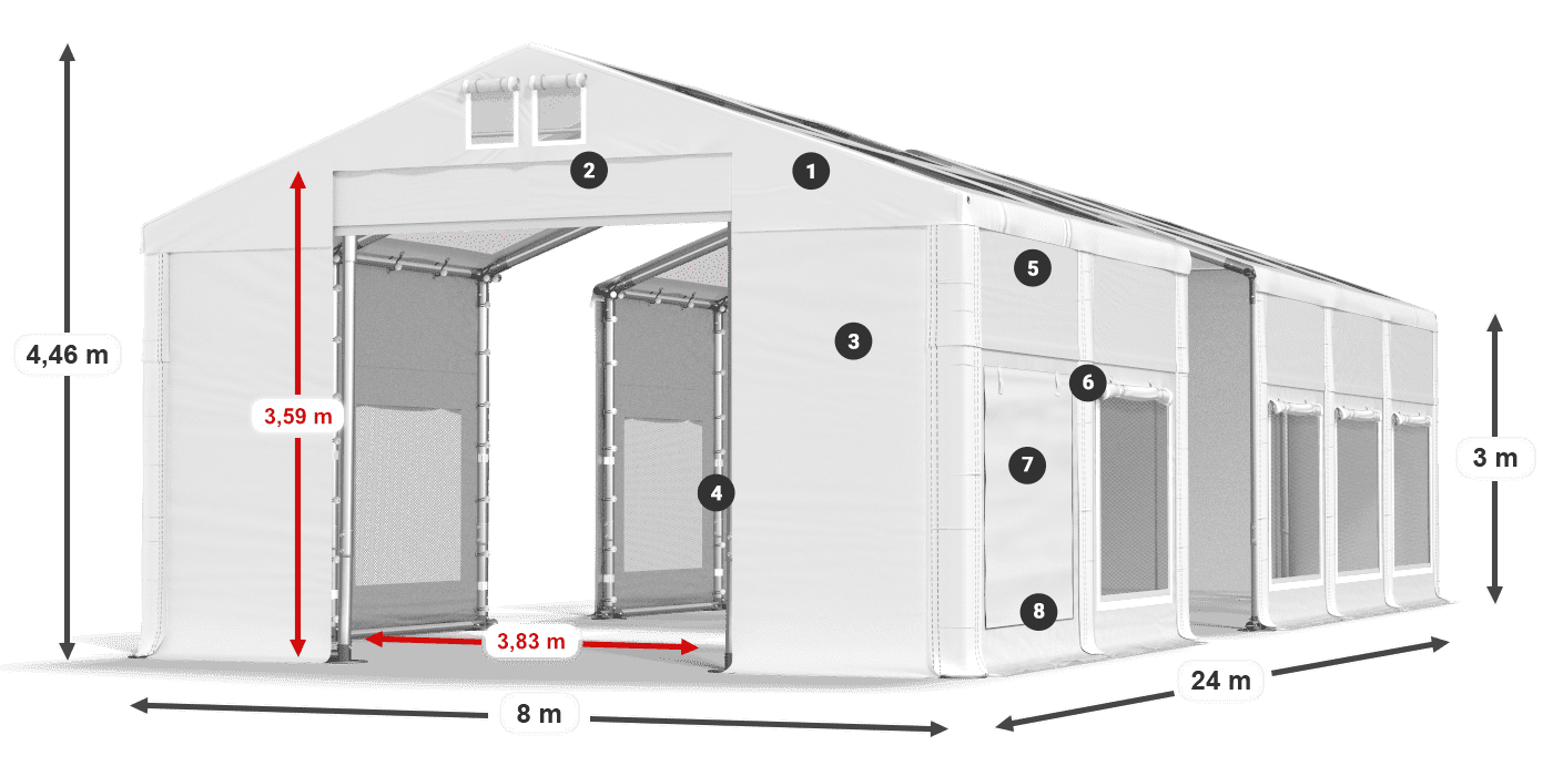 Dach: MS T 580 PVC Wände: SD M 500 PVC 3m Legende