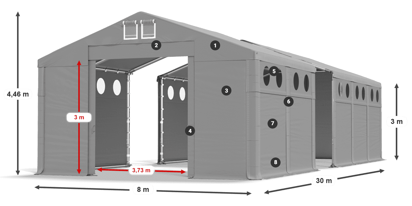 Dach: MS 580 PVC Wände: SD O 500 PVC 3m Legende