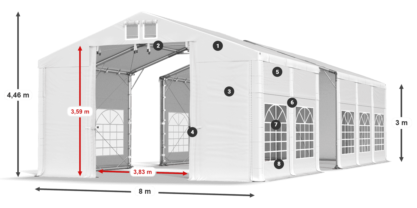 Dach: FR 620 PVC Wände: SD 500 PVC 3m Legende