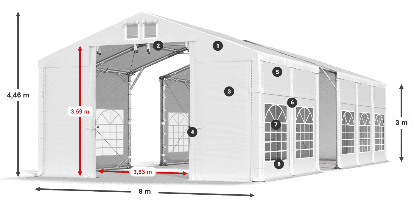 Dach: FR 620 PVC Wände: SD 500 PVC 3m Legende